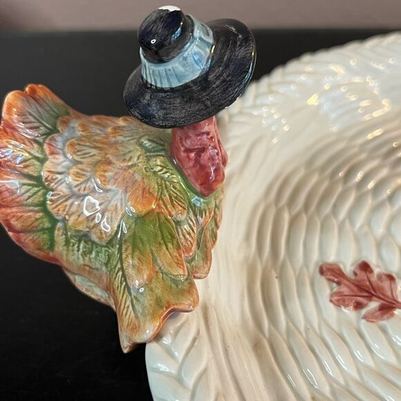 Fitz & Floyd 1990 pilgrims progress thanksgiving serving tray - Picture 4 of 16